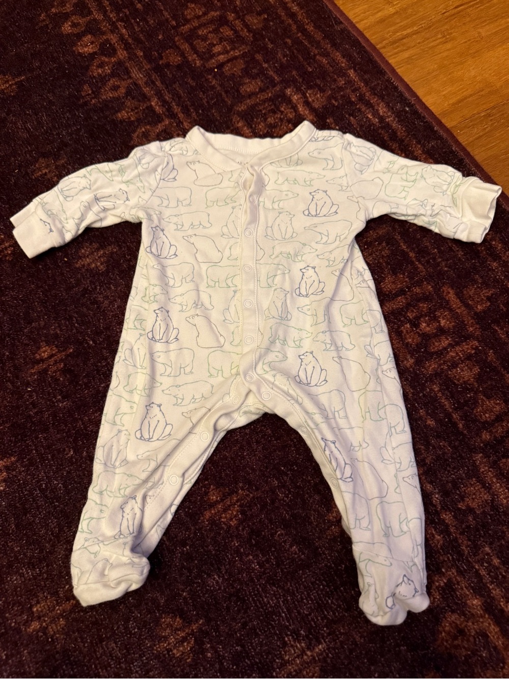 Janie and Jack Neutral Polar Bear Print Baby One-Piece Footed Sleeper